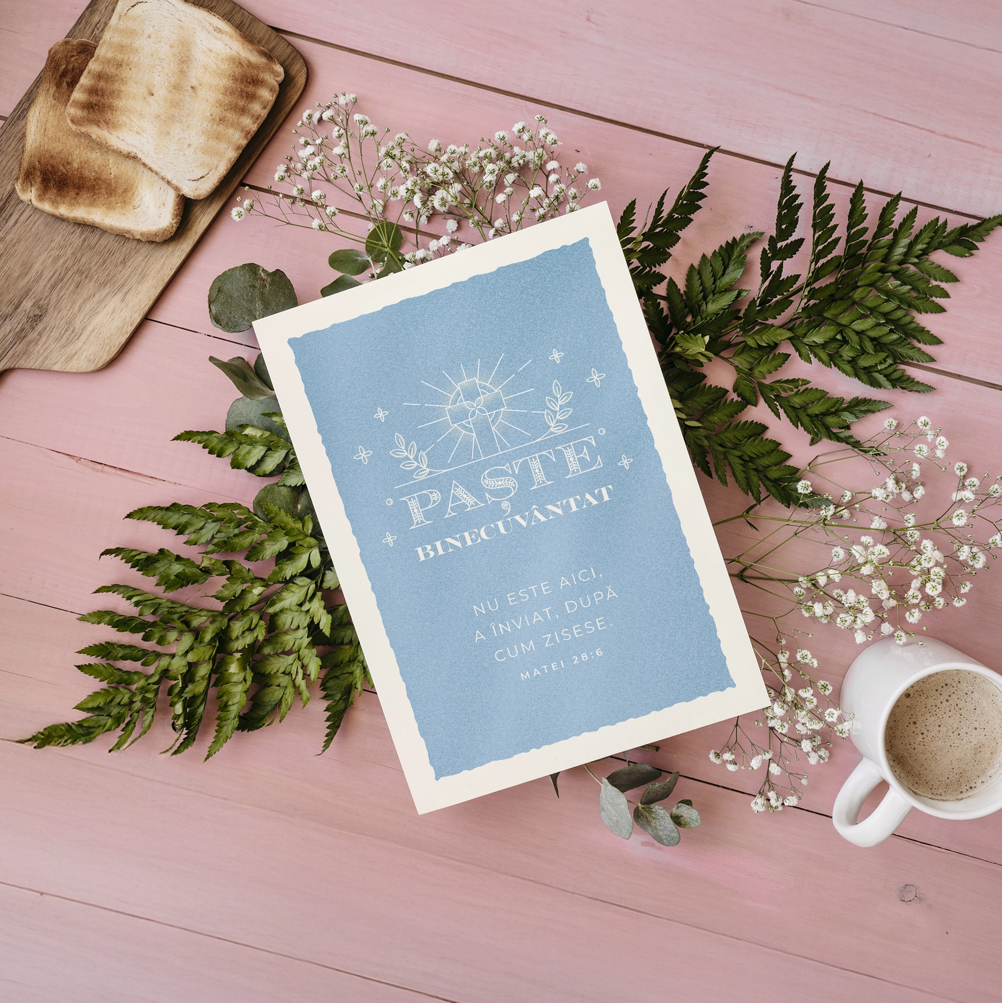 Felicitare de Paste cu verset biblic, MATEI 28:6